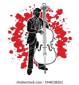 Double Bass Musician Orchestra Instrument Graphic Vector