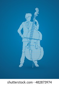 Double bass player designed using geometric pattern graphic vector.