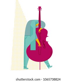 THE DOUBLE BASS PLAYER ENJOYING MUSIC.
Serie of funny illustrations with cool musicians and instruments.