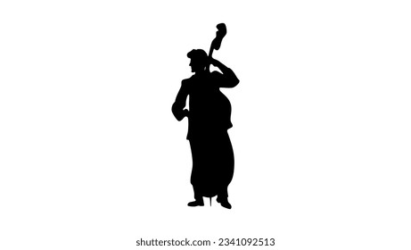 double bass player silhouette, high quality vector