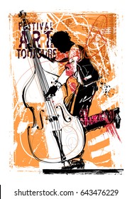 Double bass player - vector illustration