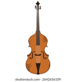 Ilustração de vetor de graves duplos. Modelo de contrabaixo design isolado fundo transparente. Perfeito instrumento de música clássica. EPS 10