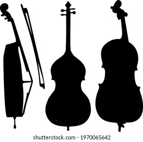 Double basses in the set. Musical instrument.