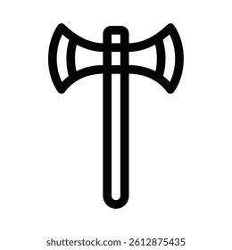 Double battle axe vector icon outline style. Editable stroke.