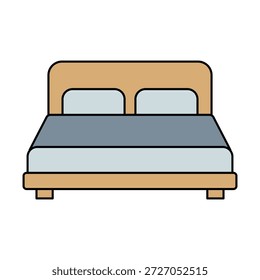 Doppelbettzimmer-Symbol, das bequeme Schlafmöbel darstellt, geeignet für die Inneneinrichtung des Hauses, Schlafzimmer, Ruhebereiche und tägliche Entspannungsumgebungen.