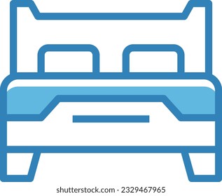 Blaues Doppelbett-Symbol - Einzelsymbol, Vektorgrafik