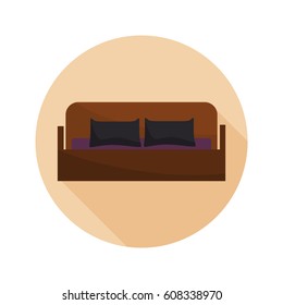 Double bed color flat icon for web and mobile design