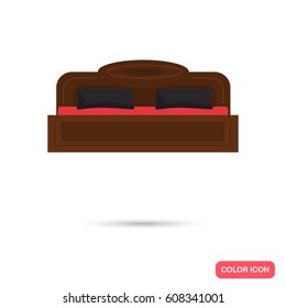 Double bed color flat icon for web and mobile design