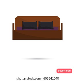 Double bed color flat icon for web and mobile design