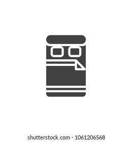 Double bed cover blanket and two pillow top view vector icon. filled flat sign for mobile concept and web design. simple solid icon. Symbol, logo illustration. Pixel perfect vector graphics