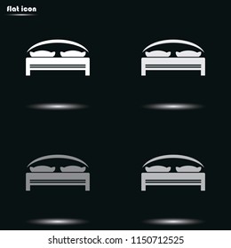 Double bed flat grayscale vector icon.