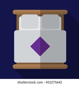 Double bed flat icon illustration isolated vector sign symbol