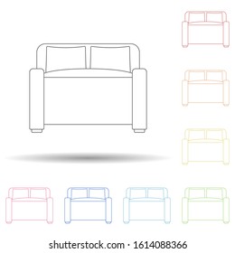 Double bed flat in multi color style icon. Simple thin line, outline vector of furniture icons for ui and ux, website or mobile application