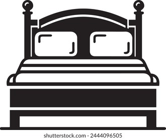 Double bed flat vector icon. Bed furniture symbol double bed icon. Furniture symbol for hotel room.