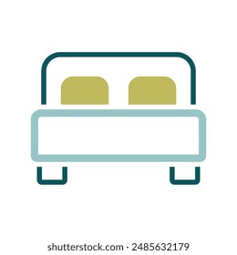Double bed flat vector isolated icon. Graph symbol for travel and tourism web site and apps design, logo, app, UI