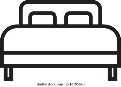 double bed, front view icon illustration vector, can be used for web and design of hotels, motels and other.
