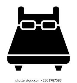 Double Bed Glyph Icon Design