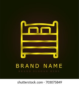 Double bed golden metallic logo