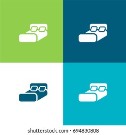 Double bed green and blue material color minimal icon or logo design