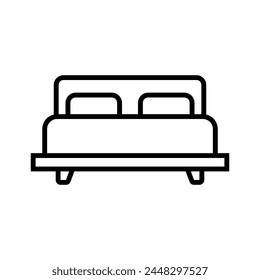 Double bed icon. Bedroom. Vector.