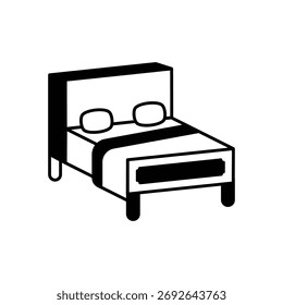 Ícone de cama de casal limpo e ilustração vetorial moderna