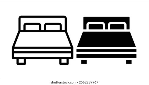 Double bed Icon collection in filled and stroke style.