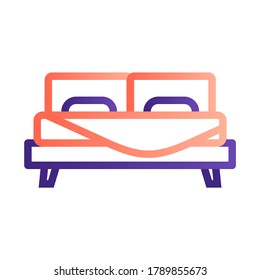 Concepto de icono de cama doble. Ilustración vectorial del mobiliario doméstico en estilo de línea