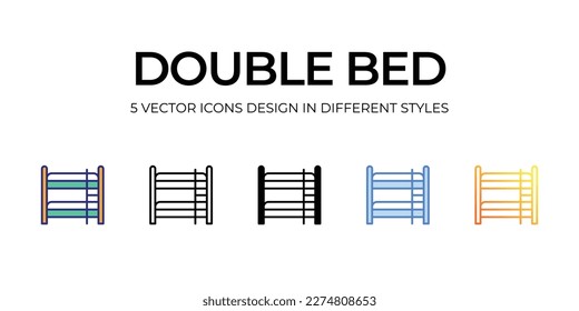 double bed Icon Design in Five style with Editable Stroke. Line, Solid, Flat Line, Duo Tone Color, and Color Gradient Line. Suitable for Web Page, Mobile App, UI, UX and GUI design.