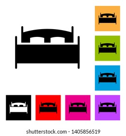 Double Bed Icon With Different Color Background