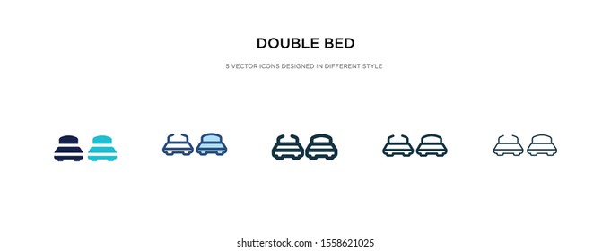 double bed icon in different style vector illustration. two colored and black double bed vector icons designed in filled, outline, line and stroke style can be used for web, mobile, ui