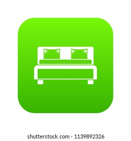 Double bed icon digital green for any design isolated on white vector illustration