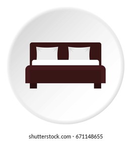 Double bed icon in flat circle isolated vector illustration for web