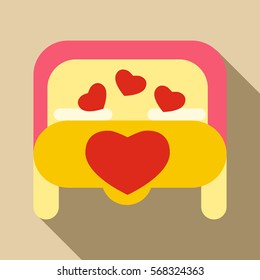 Double bed icon. Flat illustration of double bed vector icon for web design