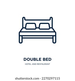 double bed icon from hotel and restaurant collection. Thin linear double bed, bed, hostel outline icon isolated on white background. Line vector double bed sign, symbol for web and mobile