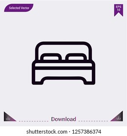 Double Bed icon isolated on grey background.Premium symbol for website design, mobile application, logo, ui.Vector illustration eps10.