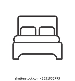 Icono de cama doble aislado sobre fondo blanco. Icono de Vector.