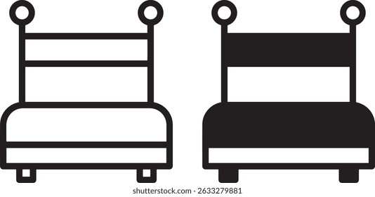 Icono de cama doble aislado sobre fondo blanco.