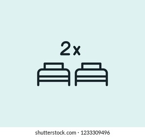 Double bed icon line isolated on clean background. Double bed icon concept drawing icon line in modern style. Vector illustration for your web mobile logo app UI design.