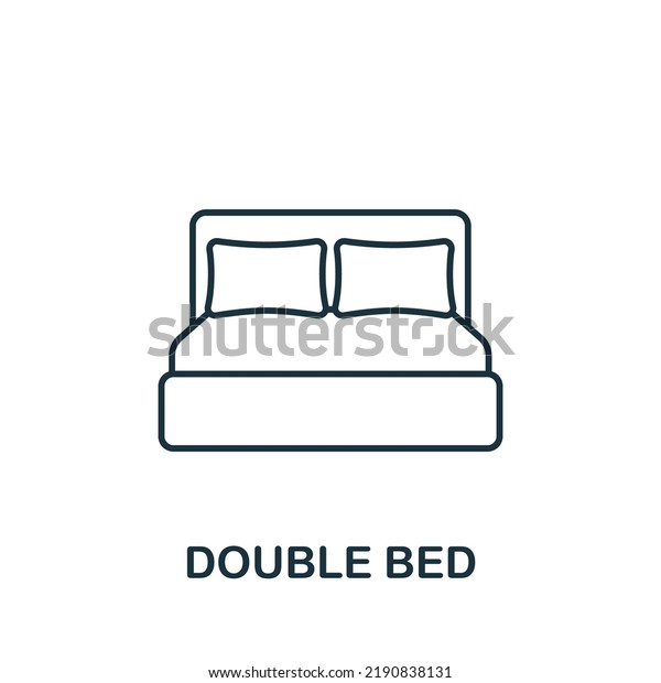 Double Bed icon. Line simple\
Interior Furniture icon for templates, web design and\
infographics