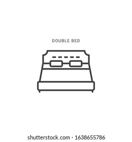 Double bed icon line style isolated on white background. Vector illustration