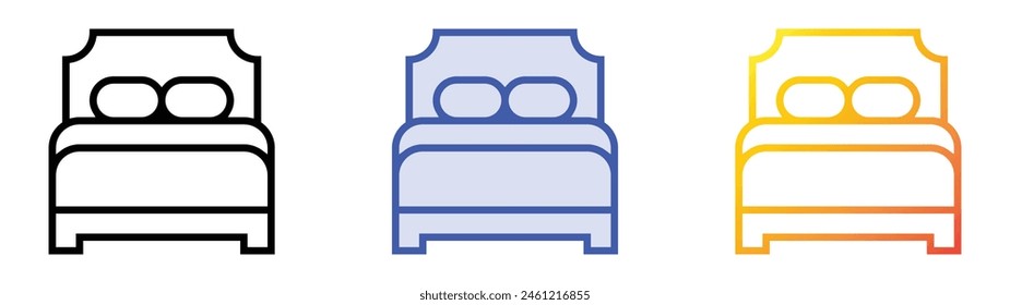 double bed icon. Linear, Blue Fill and Gradient Style Design Isolated On White Background