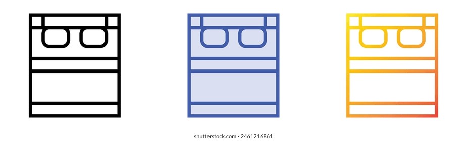 double bed icon. Linear, Blue Fill and Gradient Style Design Isolated On White Background