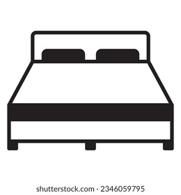 Double bed icon or logo illustration black style