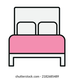 double bed icon on white background