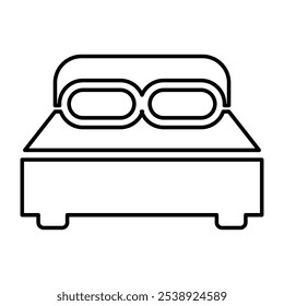 Icono de cama doble en estilo de contorno