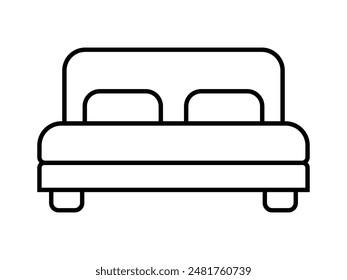 double bed icon outline vector illustration