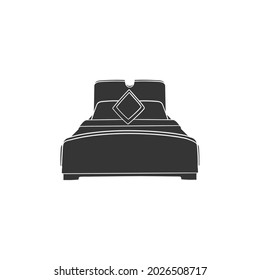 Double Bed Icon Silhouette Illustration. King Size Vector Graphic Pictogram Symbol Clip Art. Doodle Sketch Black Sign.