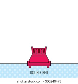 Double bed icon. Sleep symbol. Circles seamless pattern. Background with red icon. Vector