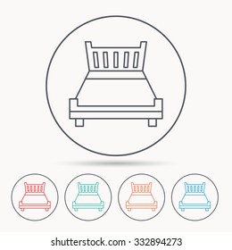 Double bed icon. Sleep symbol. Linear circle icons.