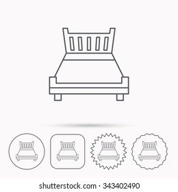 Double bed icon. Sleep symbol. Linear circle, square and star buttons with icons.
